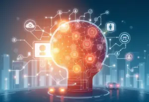 Illustration of AI technology being used in urban governance