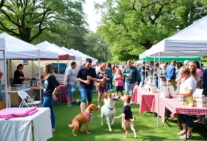 Community members at a fundraising event supporting local animal shelters in Tucson.