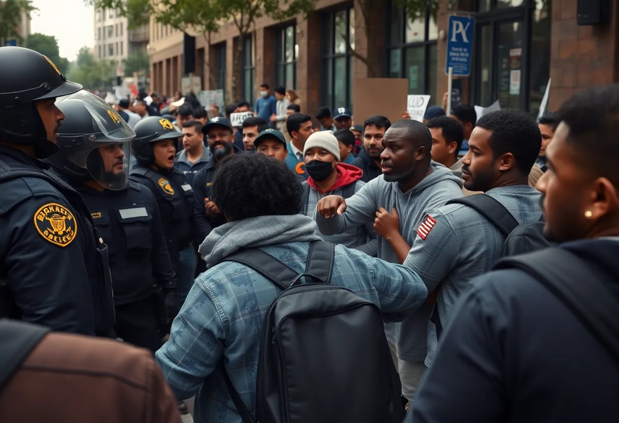 Police and community engagement during an anti-ICE protest in Tucson