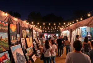 Local artists displaying their art at Tucson ARTwalk