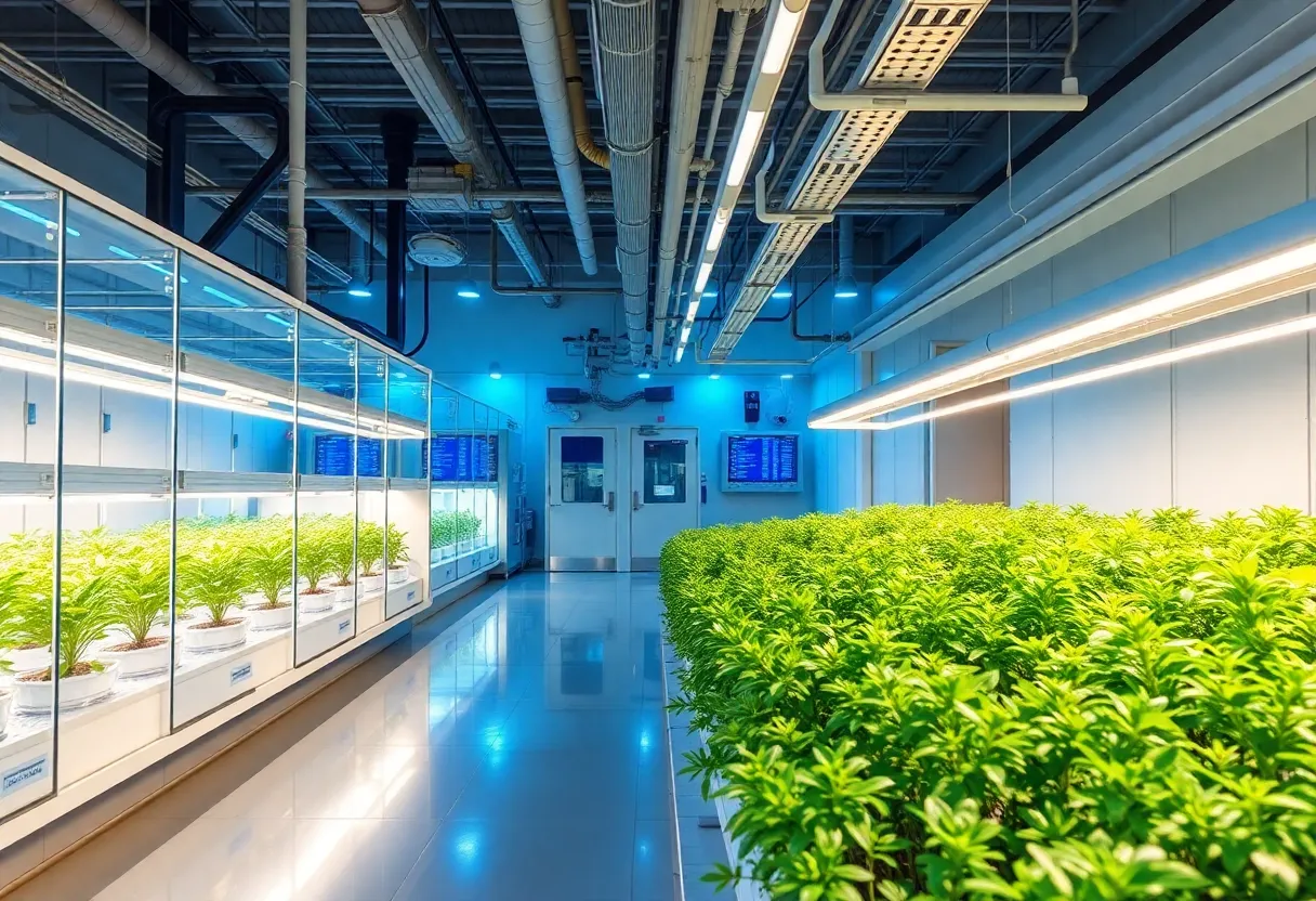 Image of a biotech lab focusing on desert agriculture innovations.