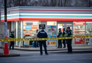 Police and emergency responders at the scene of a stabbing incident at Circle K in Tucson.