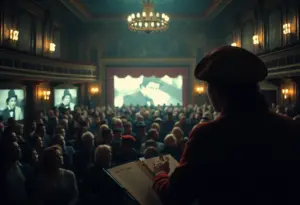 Audience watching a classic silent film at Fox Tucson Theatre