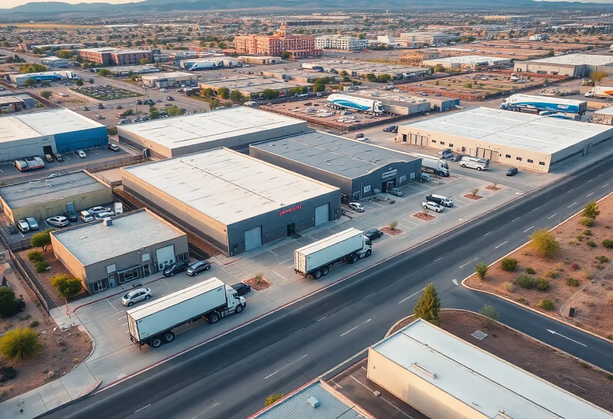 Aerial view of Tucson’s industrial area with e-commerce logistics