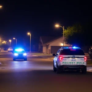 Police presence in a Tucson neighborhood at night