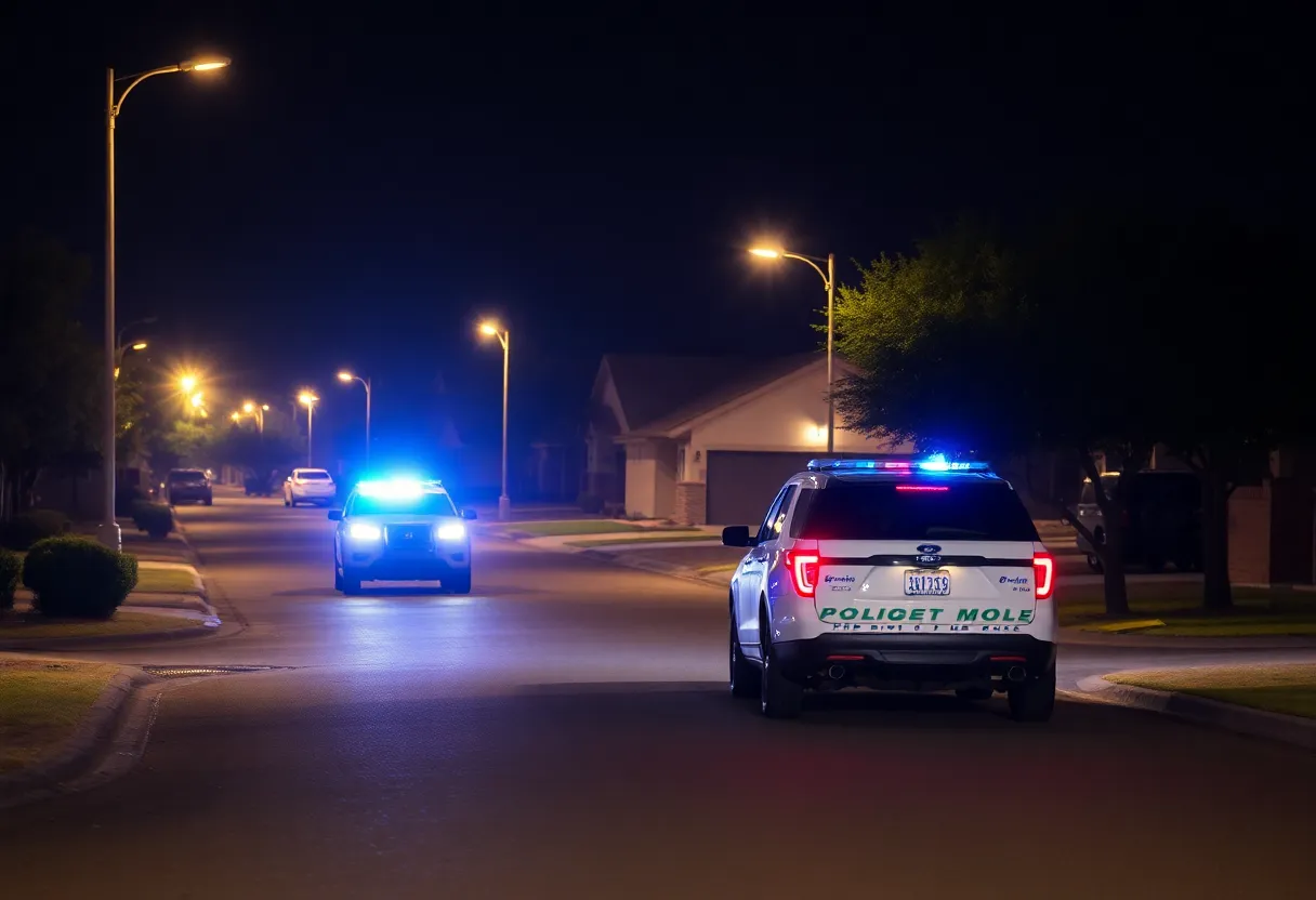 Police presence in a Tucson neighborhood at night