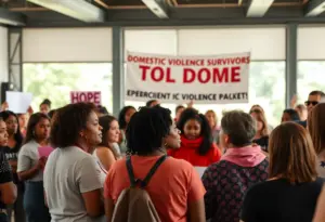 Community meeting supporting domestic violence victims in Tucson.