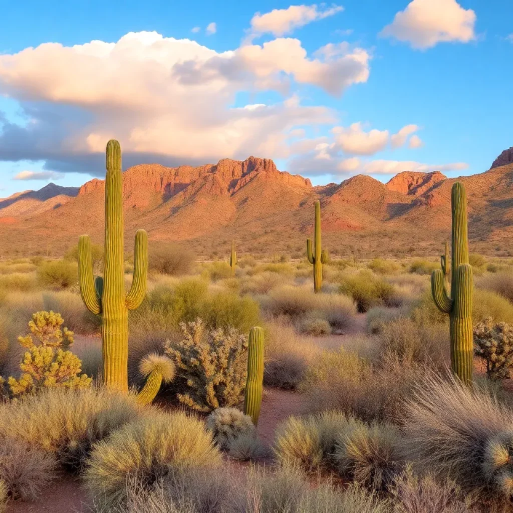 Desert landscape in Tucson featuring eco-tourism activities.