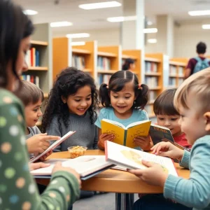 Children participating in a family-friendly literary event at a Tucson library