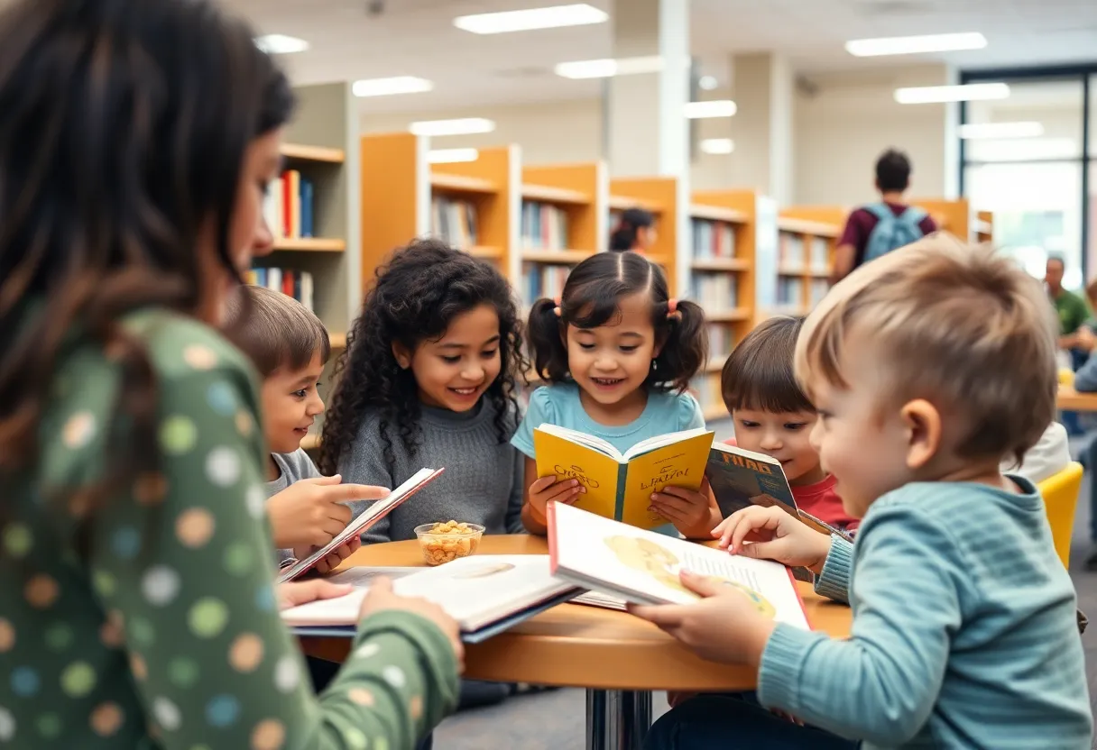 Children participating in a family-friendly literary event at a Tucson library