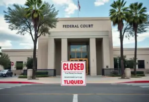 Empty Tucson federal courthouse during government shutdown