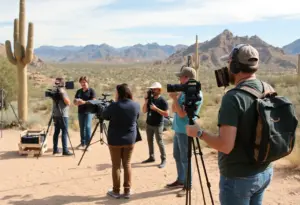 Local filmmakers on a film set in Tucson, Arizona