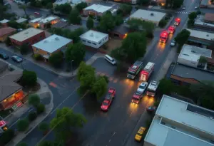 Flooded streets of Tucson with rescue operations underway