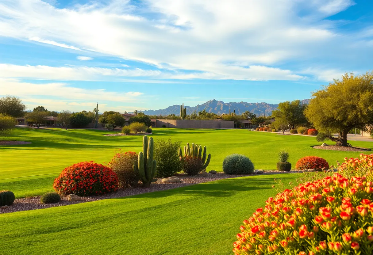 Well-maintained golf course in Tucson with irrigation systems