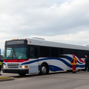 Emergency responders at Greyhound bus stop after stabbing incident