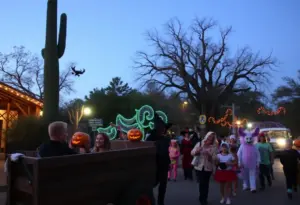 Families enjoy haunted hayrides and costume parades in Tucson