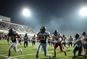 Tucson High Magnet School football team in action during a game