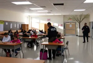 Students inside Tucson High Magnet School during secure protocol