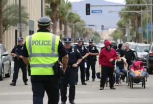 Police patrols in Tucson address homelessness-related issues.