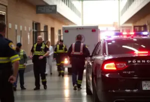 Police and medical staff at a hospital scene in Tucson