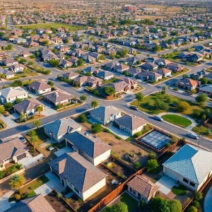 Aerial view of Tucson's east-side suburbs with new homes under construction.