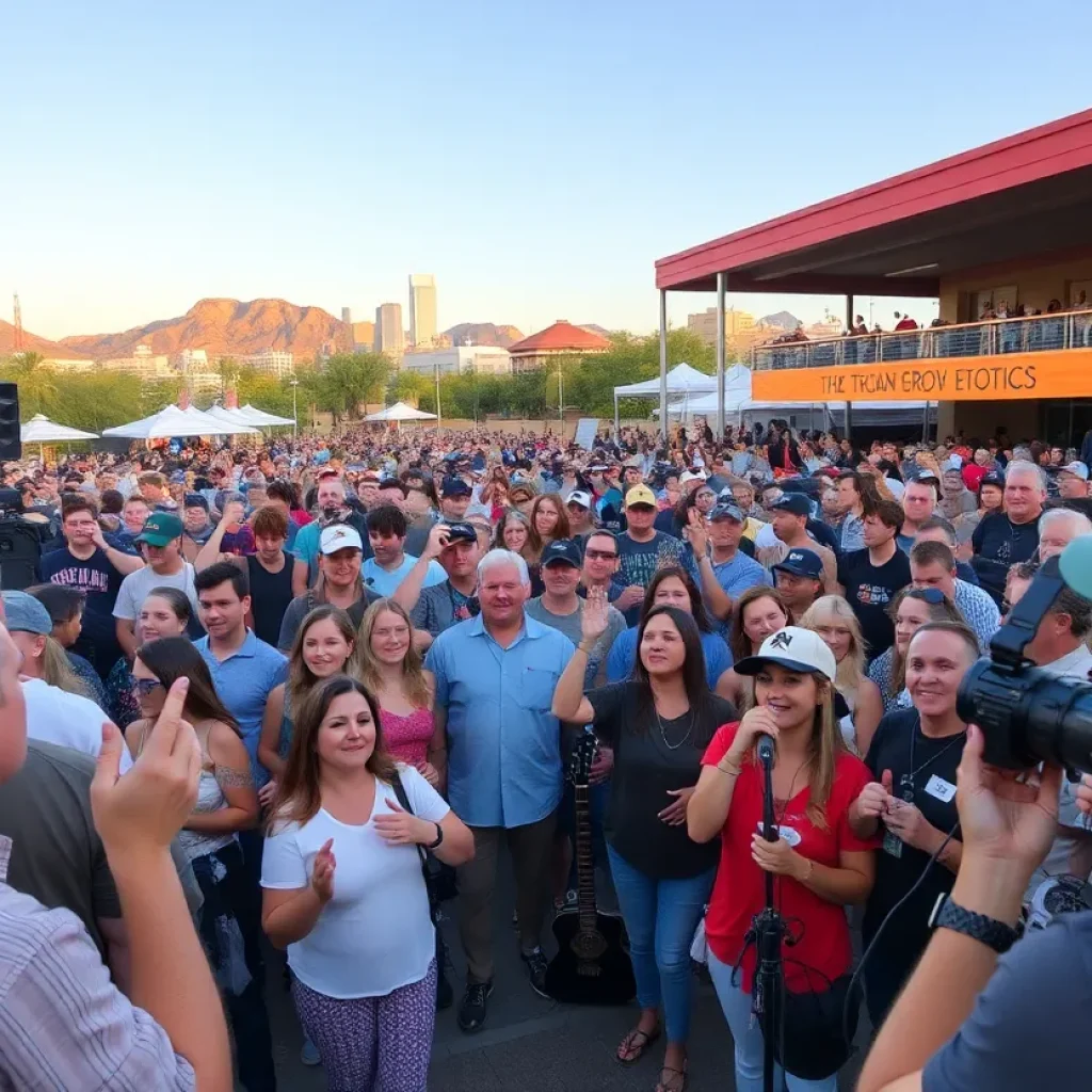 Crowd at Tucson live radio show recording