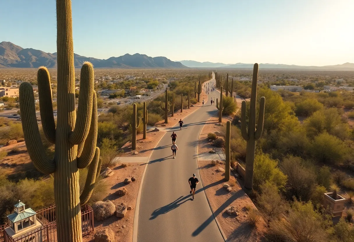 Runners participating in the Wicked Fast Marathon through the Sonoran Desert.