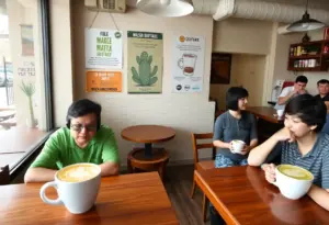 Customers in a Tucson cafe during the matcha shortage