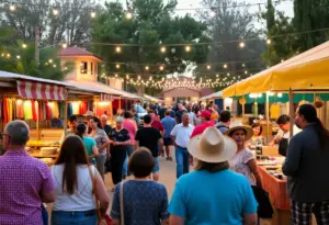Scene from the Tucson Meet Yourself festival with food stalls and artisans