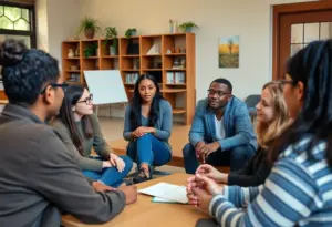 Participants in a Tucson mental health workshop learning crisis intervention techniques.