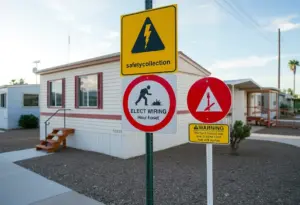 Safety hazards in Tucson mobile home park due to electrical issues.
