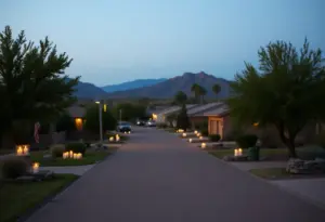 Candlelight vigil in a quiet neighborhood in Tucson, Arizona.