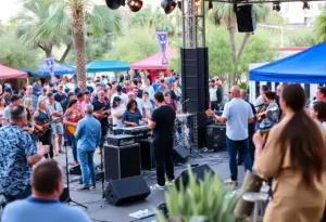 An outdoor music event in Tucson showcasing various performers.