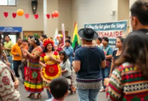 Community members celebrating Hispanic Heritage Month at a nonprofit event in Tucson