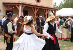 Participants in 18th-century costumes at the Tucson Now Festival.