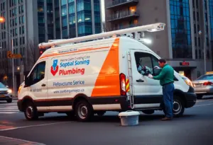 Mobile plumbing response unit in Tucson during an emergency repair.