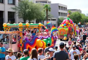Participants celebrating at the Tucson Pride Parade