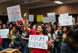 Participants at the Tucson rally promoting Gen Z voter engagement.