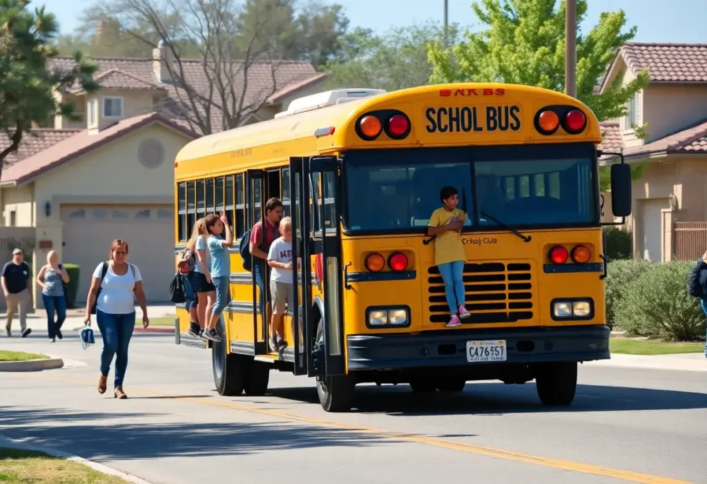 School bus in Tucson picking up students