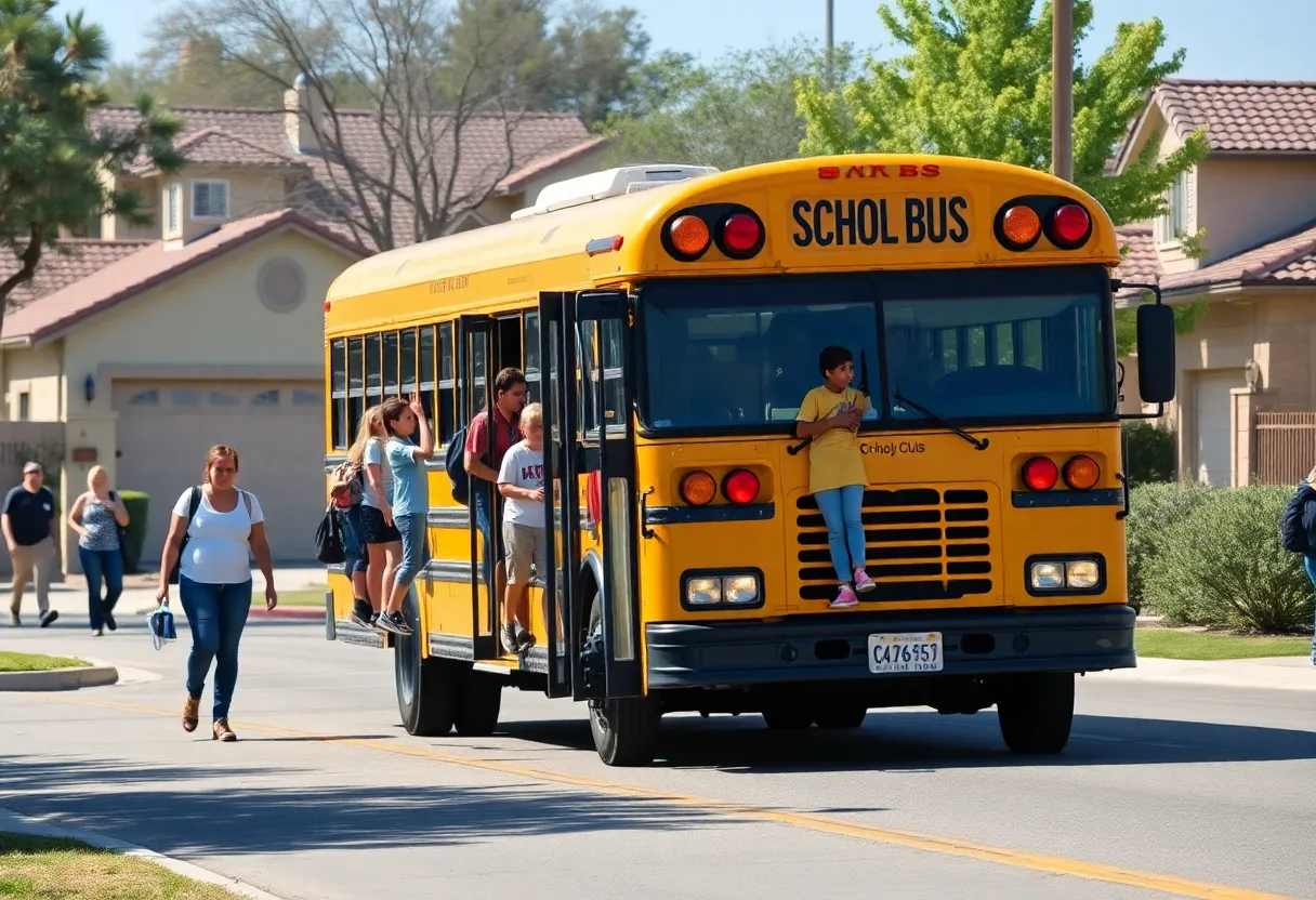 School bus in Tucson picking up students