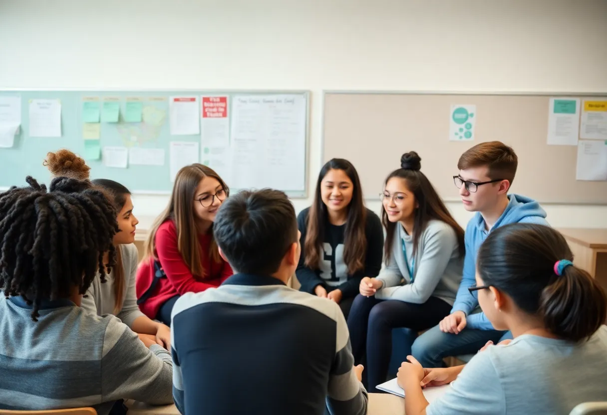 Teenagers participating in a conflict resolution workshop in Tucson schools