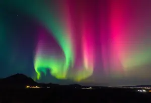 Aurora-like lights in the night sky over Tucson, AZ.