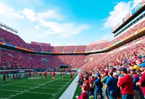 Crowd of sports fans at a high school football game in Tucson