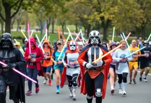 Participants in costumes at the Star Wars 5K in Tucson