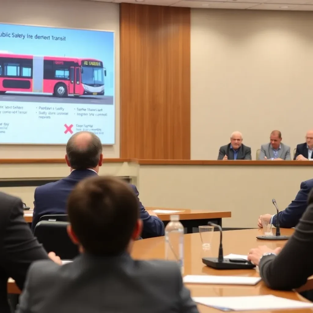 Tucson City Council discussing transit safety measures for Sun Tran buses.