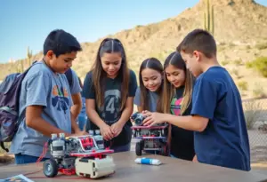 High school students from Tucson collaborating on an environmental project