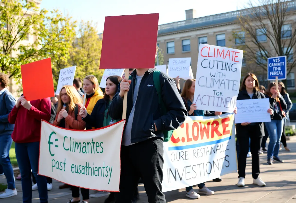 Students rallying for climate action and fossil fuel divestment at the University of Arizona.