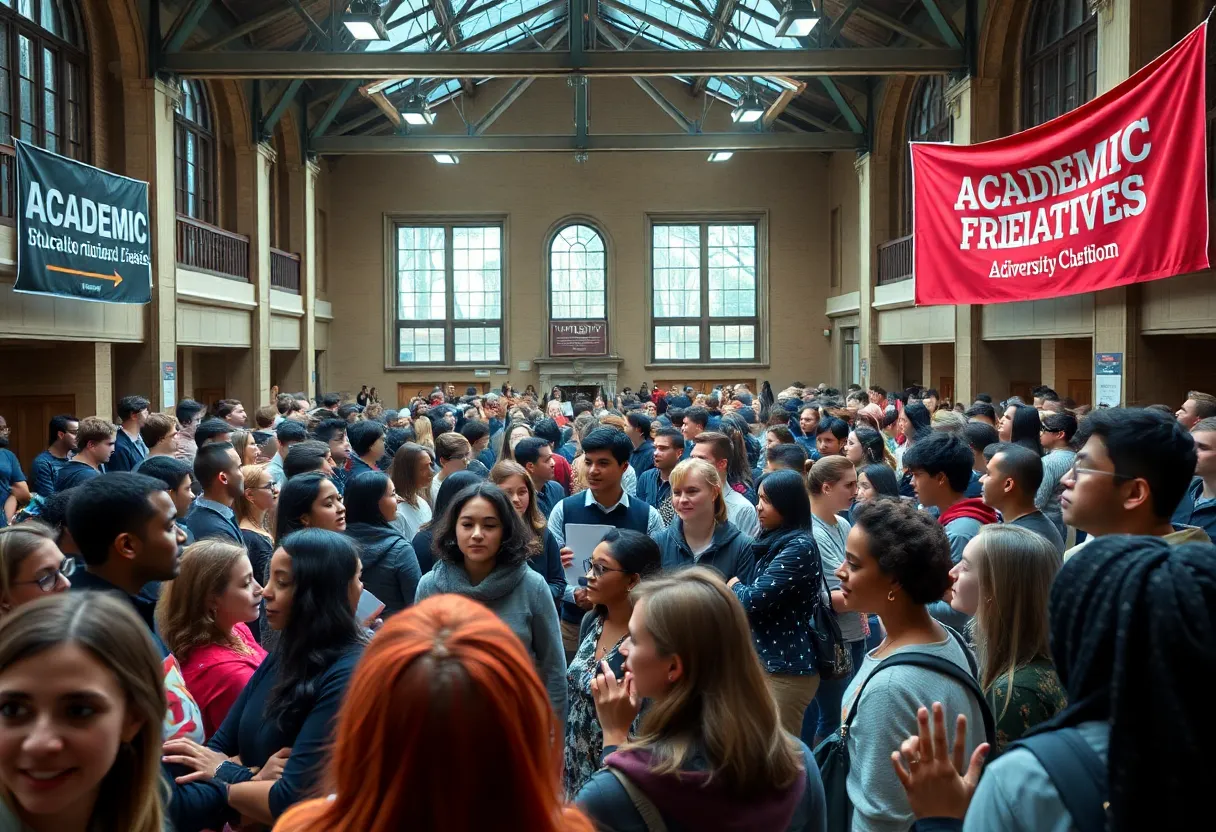Students at the University of Arizona discussing educational policy resolutions.