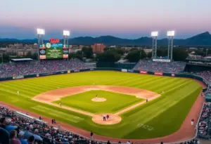 Fans enjoying a baseball game at Hi Corbett Field during the University of Arizona Wildcats vs. Central Arizona College doubleheader.
