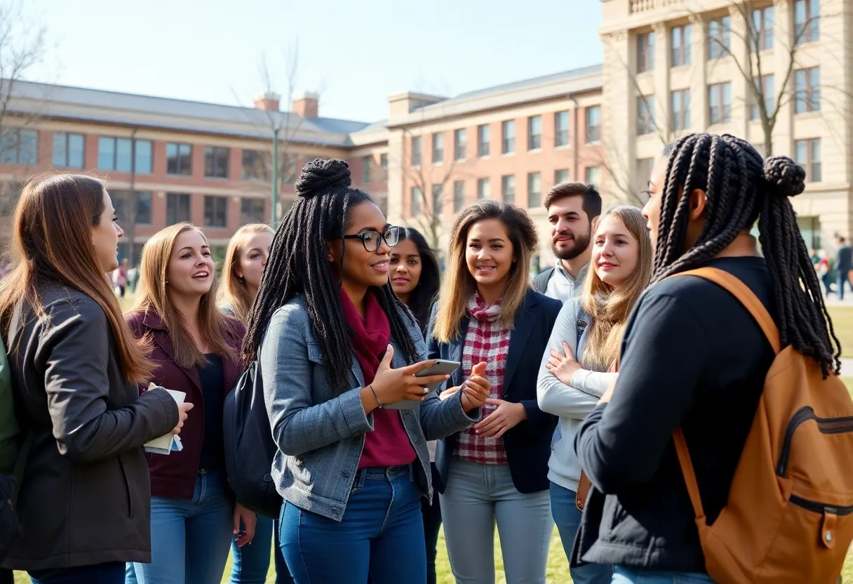 Students discussing on University of Arizona campus
